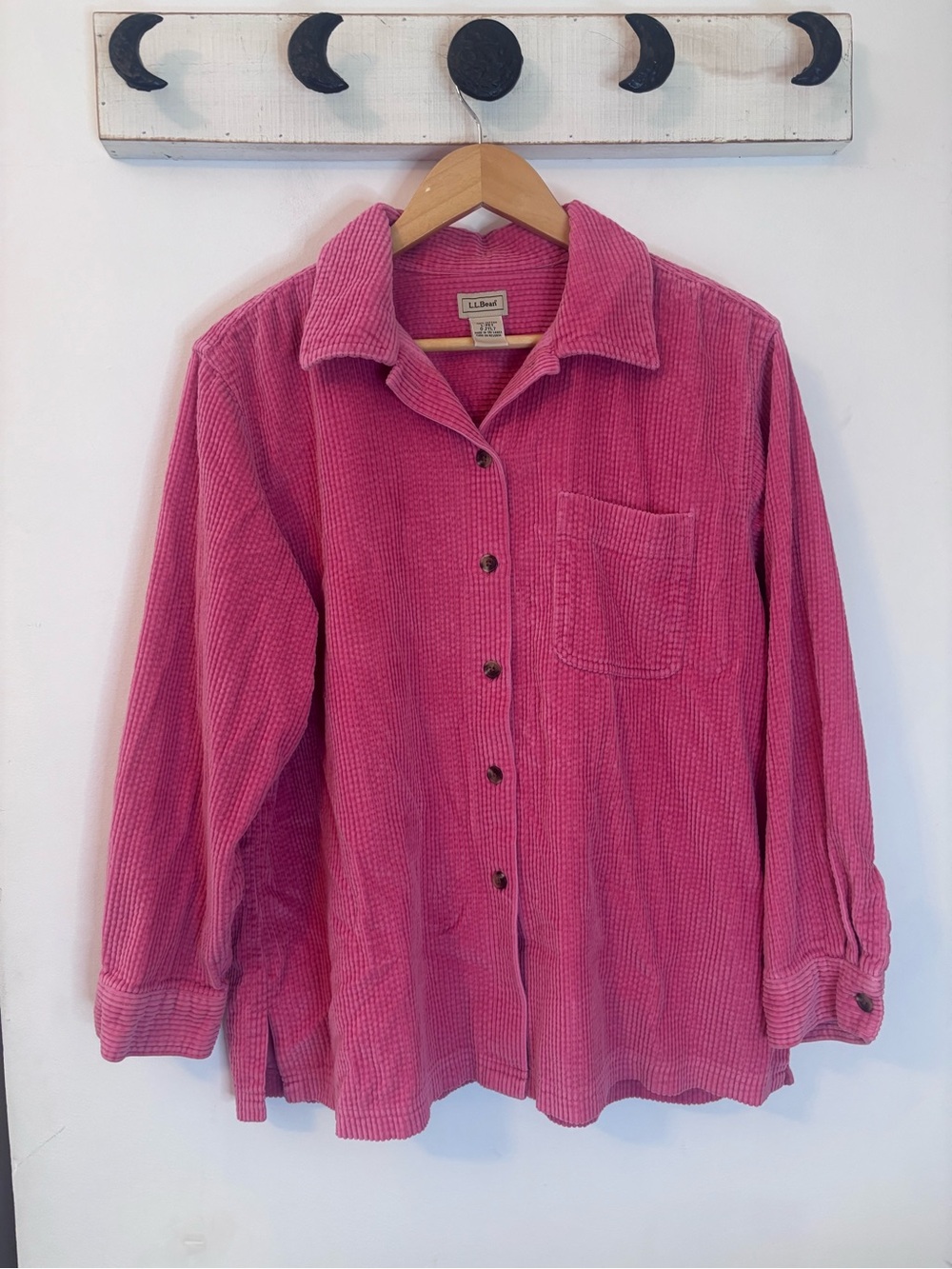 L.L. Bean Rose Pink Wide Wale Corduroy Button Up Shirt Jacket